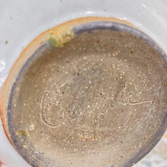 Art Pottery Bowl Askew Abstract Floral Handmade - Signed - Picture 6 of 6